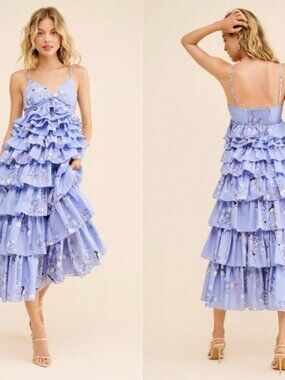 Anthro Geisha Designs Floral Tiered Dress